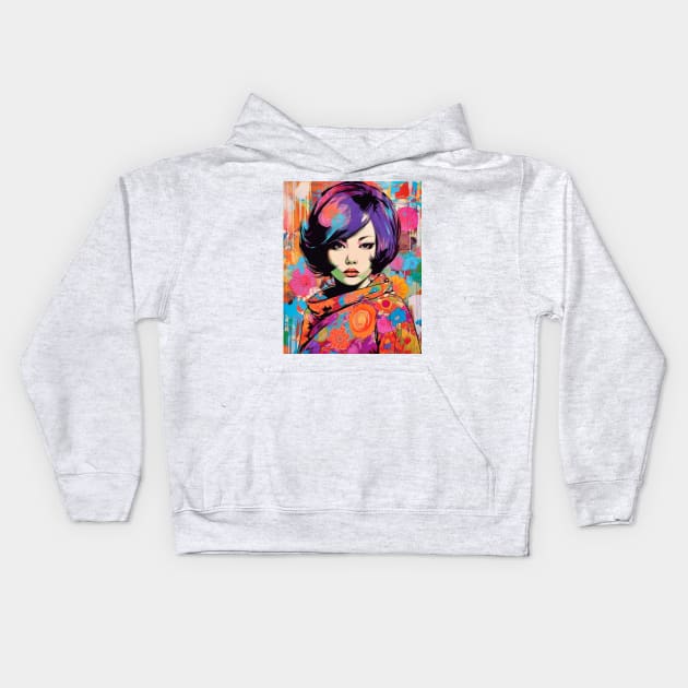 The Asian American Pop Street Mosaic Kids Hoodie by Unboxed Mind of J.A.Y LLC 